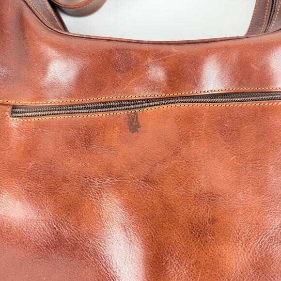 Marino Orlandi Genuine Leather Shoulder Tote Bag Reddish Brown Made in Italy NWT - Picture 7 of 10